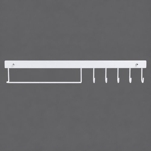 Soporte utensillos blanco autoadhesivo 45x7x6cm metal
