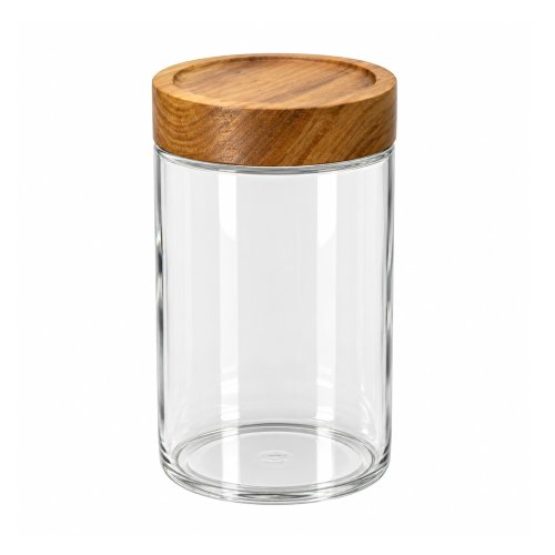 Frasco de vidrio redondo con tapa de madera 850ml 10x10x15cm
