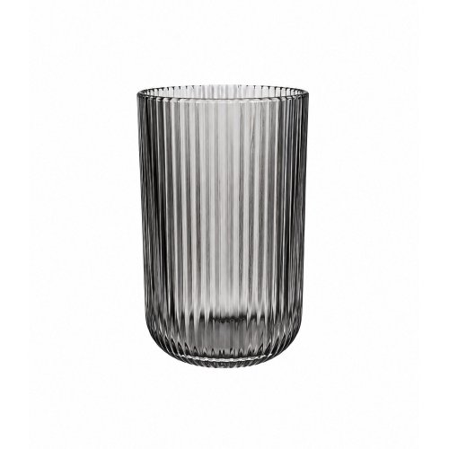 Set x6 vasos de vidrio gris con rayas verticales 422ml