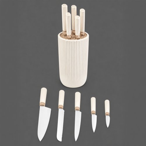 Set de 5 cuchillos con de acero inoxidable con mangos de plástico (chef 8