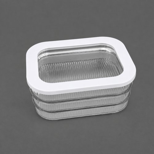 Contenedor de PET y polipropileno de 3 pisos 22,2x16x8,5cm