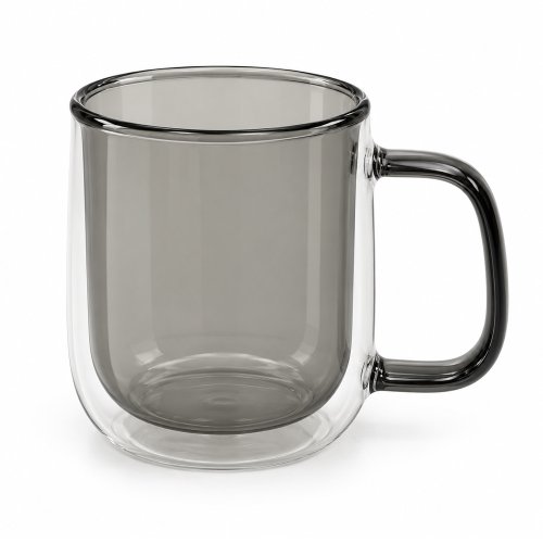 Taza de doble vidrio con asa 350ml 8x9,6cm
