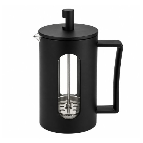 Cafetera de vidrio con plástico negro liso