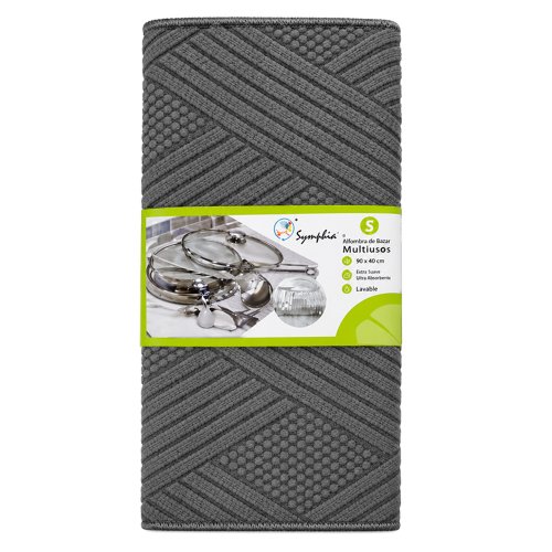 Paño secaplatos de polyester con diagonales 38x50cm gris oscuro