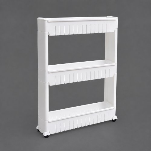 Estantería de polipropileno con tres estantes 55x12x72cm con ruedas