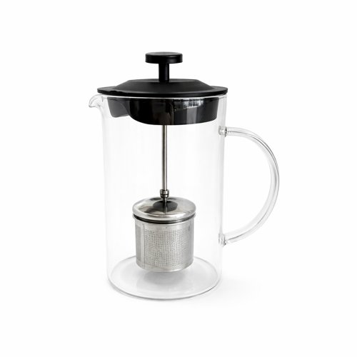 Cafetera de vidrio con filtro y tapa negra 800ml 10x9x19cm