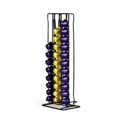 Porta cápsula de café de hierro negro con 6 columnas para 60 cápsulas 14x10x37cm