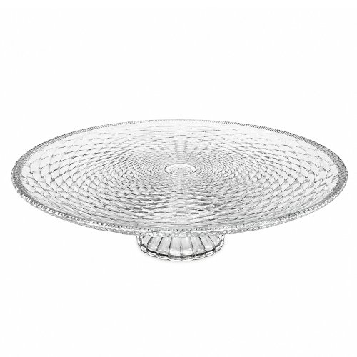 Plato de torta de vidrio trenzado con pie 32x10cm