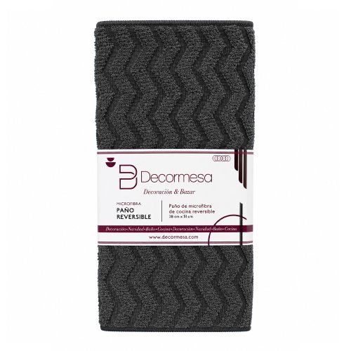 Paño secaplatos zigzag vertical gris oscuro 38x51cm