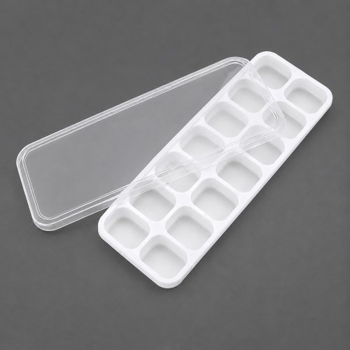 Cubetera de silicona blanca 14 divisiones con tapa 25,4x9,8x3cm