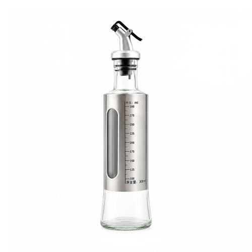 Aceitera de vidrio con acero 300ml con medidor
