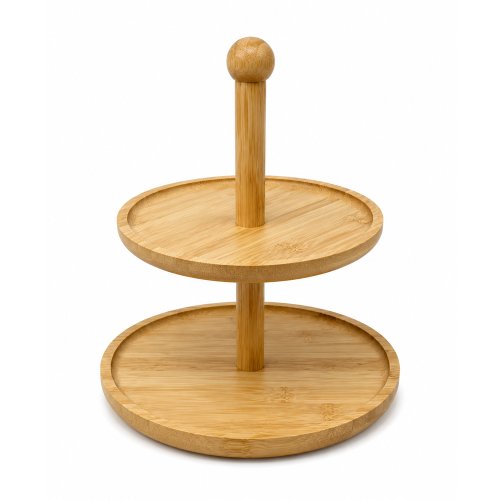 Plato de bamboo redondo de 2 pisos 20-25cm