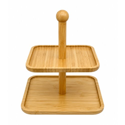 Plato de bamboo cuadrado de 2 pisos 20-25cm