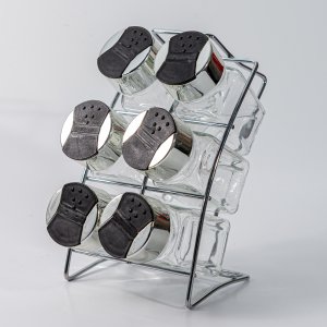 Set x6 especiero vidrio con soporte