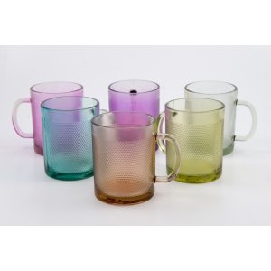 Set x6 jarros mug vidrio colores surtidos