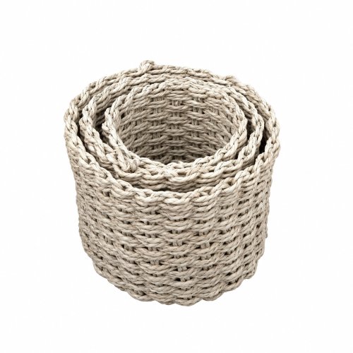 Set x3 maceteros redondos seagrass trenzado 17x14,5/15x11,5/12,5x10cm gris