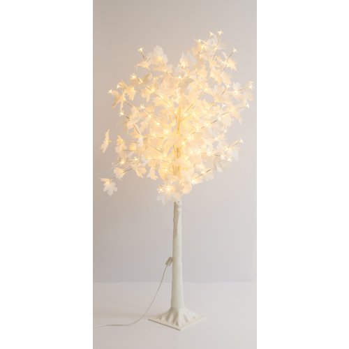 Árbol con hojas blancas y margaritas acrílicas 180 luces con enchufe