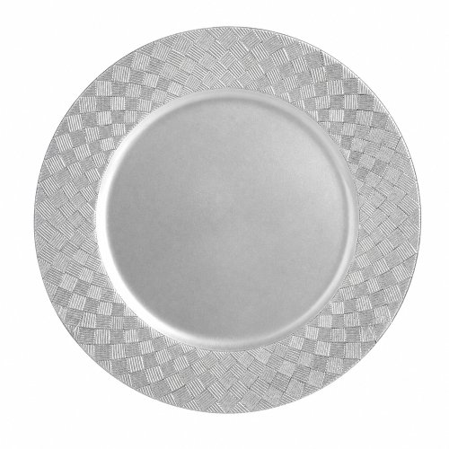 Plato de sitio plateado con borde entrelazado