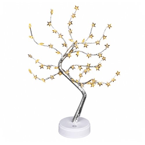 Árbol con luz y estrellas acrílicas - Plateado