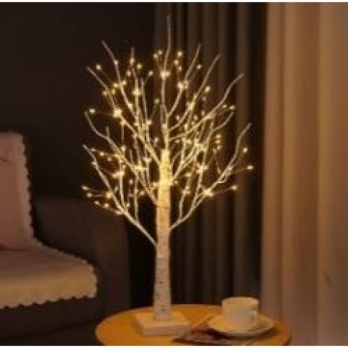Árbol con luz blanco y ramas 60 cm