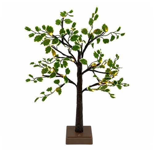 Árbol marrón con luz y hojas disciplinarias 60 cm
