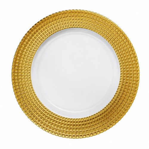 Plato de sitio transparente borde ancho con puntos dorados