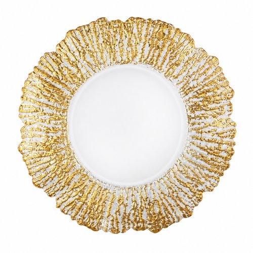 Plato de sitio transparente borde irregular dorado