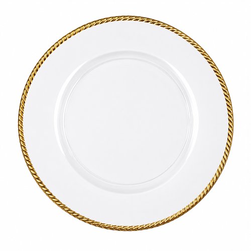 Plato de sitio plástico con borde de trenza dorado