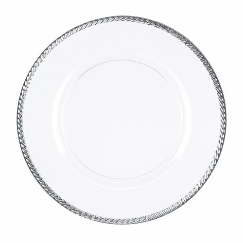 Plato de sitio plástico con borde de trenza plateado