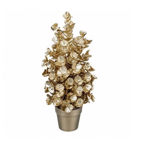 Árbol hojas redondas en maceta champagne 35cm