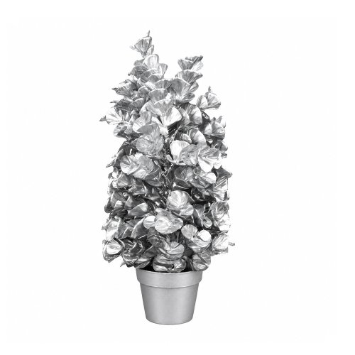 Árbol hojas redondas en maceta plateado 35cm