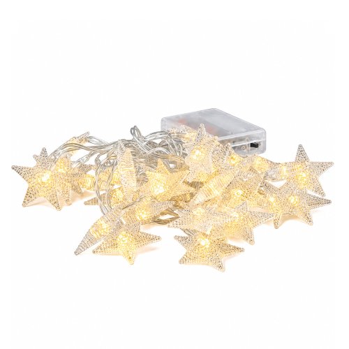 Guía 30 luces estrellas acríl c/luz led cál c/bat apta ext
