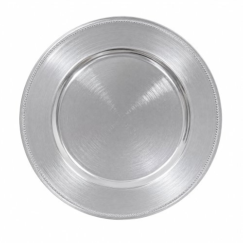 Plato de sitio borde con puntos plateado 33cm polipropileno