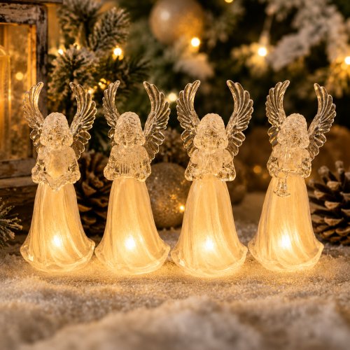 Set x12 ángeles músicos con luz surtidos 12cm