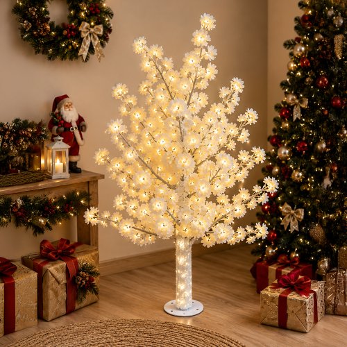 Árbol Flor de Durazno tronco blanco con luz