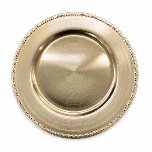 Plato de sitio 33cm con borde punteado dorado
