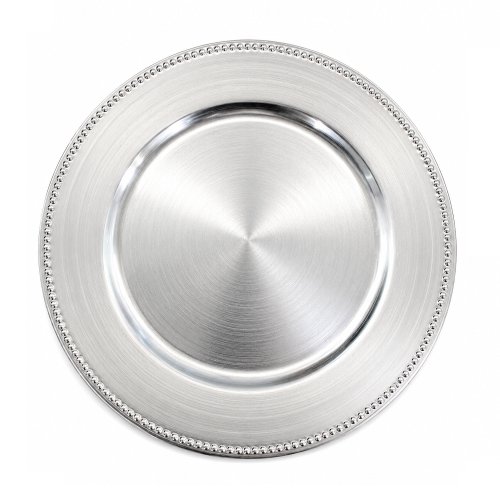 Plato de sitio 33cm con borde punteado plateado