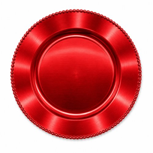 Plato de sitio 33cm con borde ondeado y perlas rojo