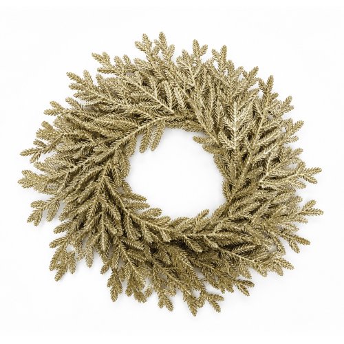 Rosca de pino con glitter champagne 38cm