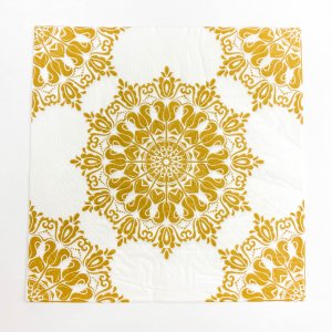 Set x6 servilletas blancas con mandalas doradas