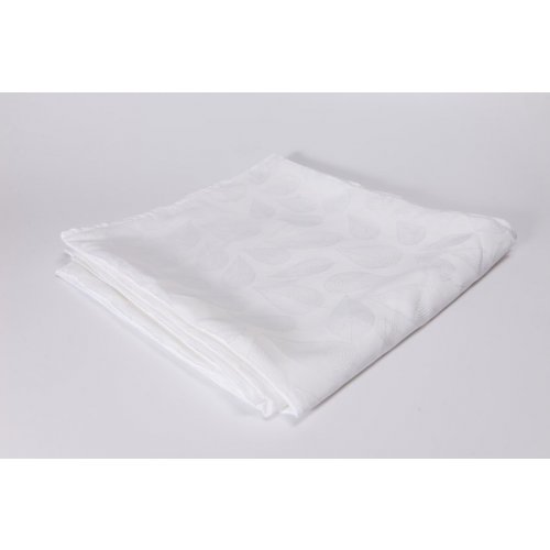 Mantel jackard c/hojas de tela blanco - Ver tamaños disponibles