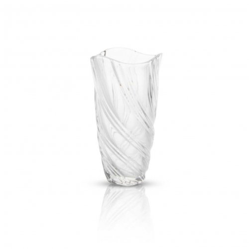 Florero de vidrio labrado con borde irregular 25cm