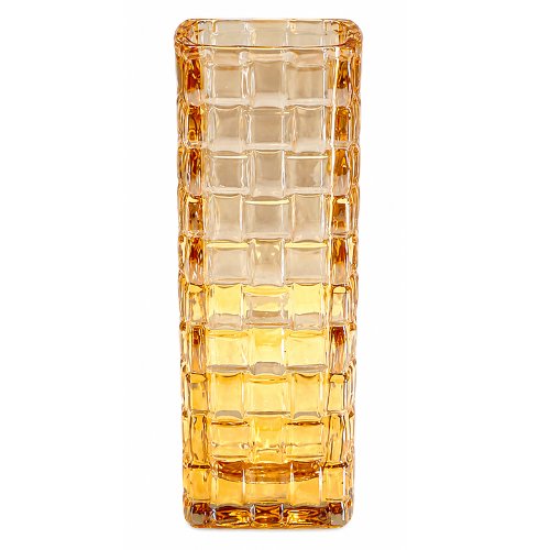 Florero cuadrado trenzado dorado 6x6x15,5cm de vidrio