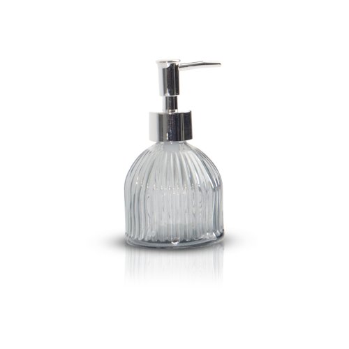 Dispenser jabón líquido gris con rayas finas - Vidrio - 220ml 14,1x7,7cm