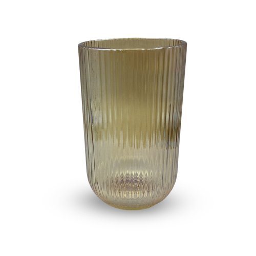 Set x6 vasos chicos de vidrio rayado dorado 260ml 7.4*9cm